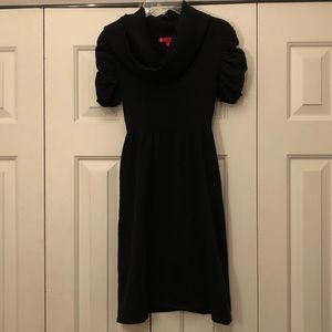 Black Sweater Dress with Cowl Neck Ruffle Sleeves